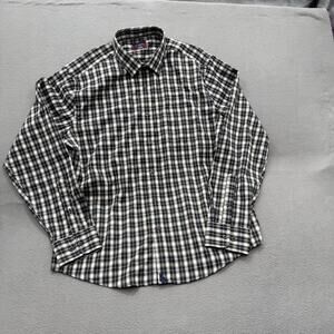 UNTUCKit Shirt Mens Large Black Plaid Button Front Long Sleeve Casual Polyester